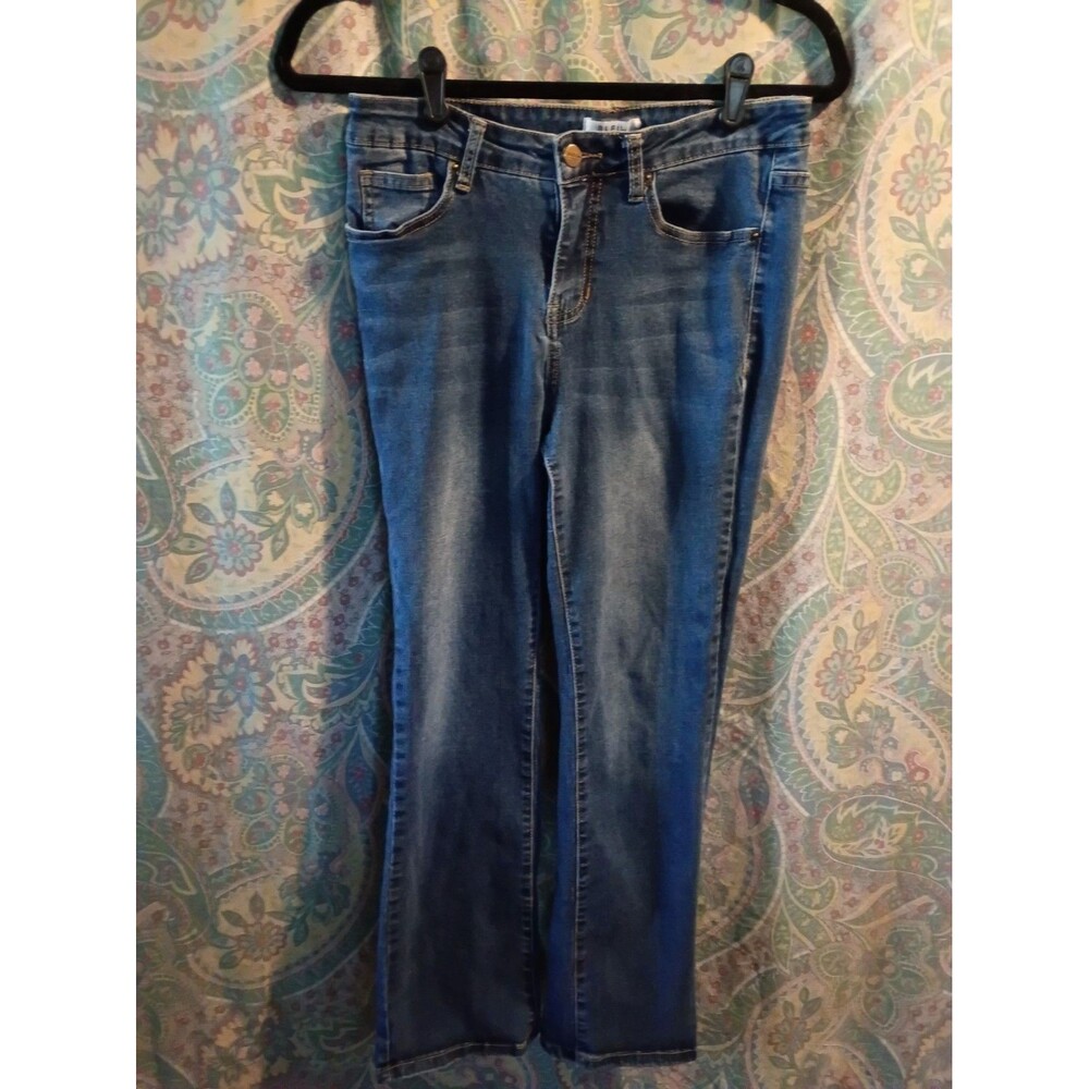 BLEU Women's Blue Denim Bootcut Stretch Jeans 5-Pocket Solid Petite 10P